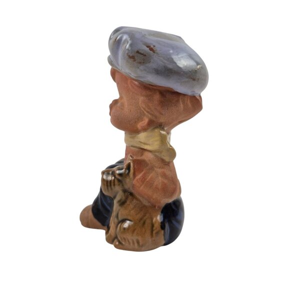 Vintage Figurine Stoneware Boy Dog Cap Hand Painted Collectible Decor - Picture 9 of 10